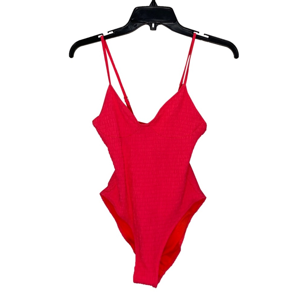 Topshop One Piece Swim Bright Neon Orange Pink